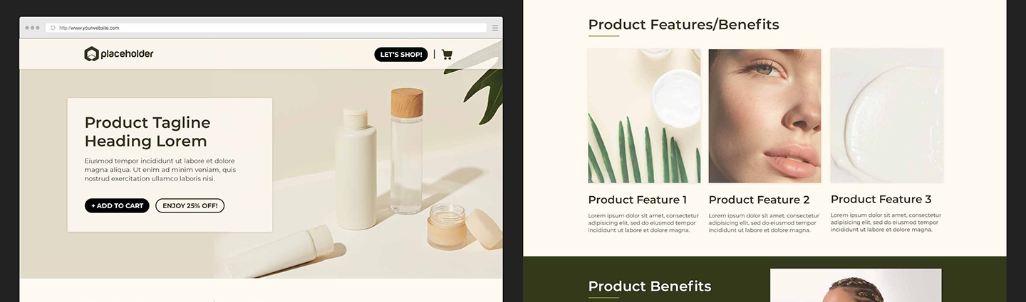Landing page design highlighting landing page elements
